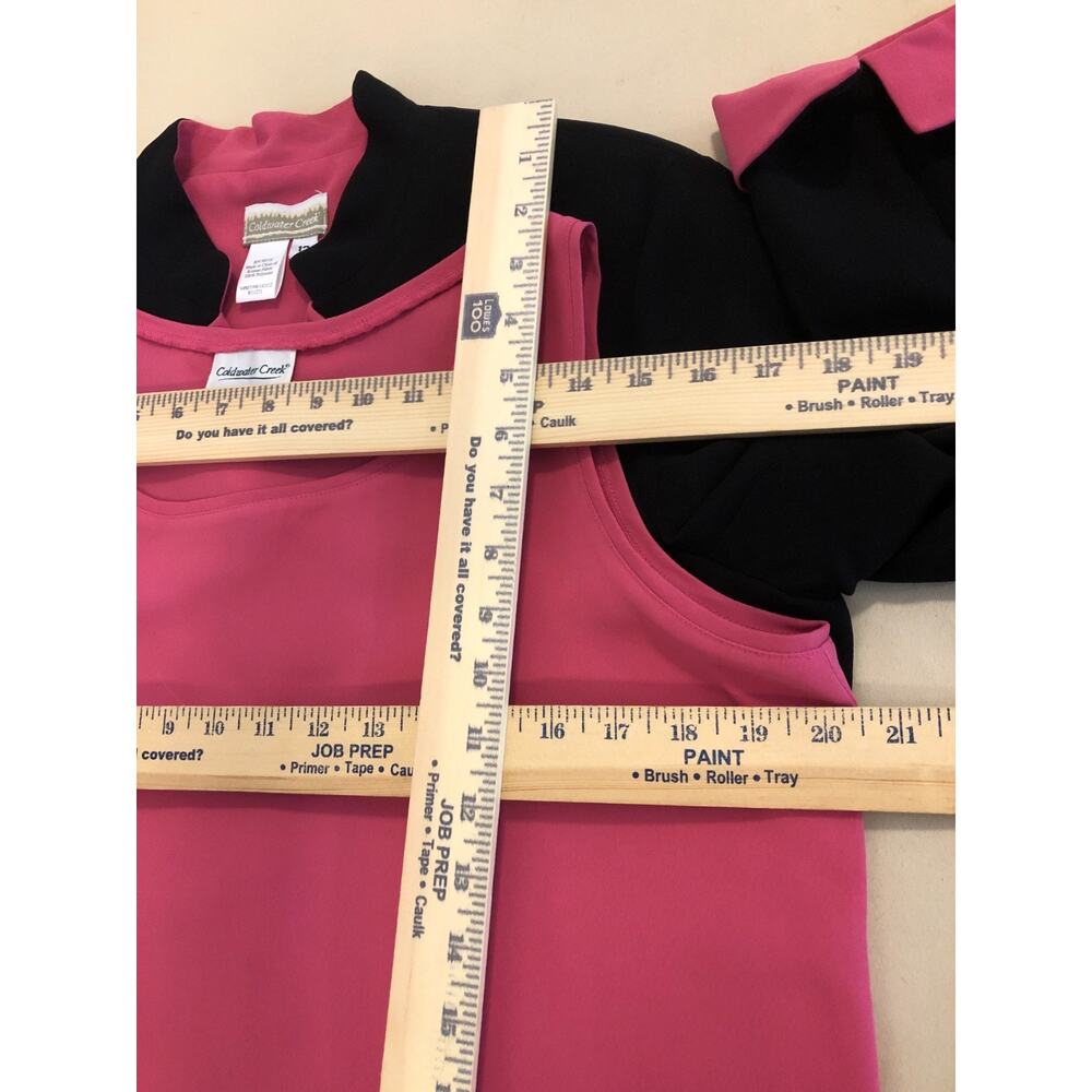 Cold Water Creek 2 Piece Blazer & Vest Women's Size 12 Black Magenta Barbiecore - Picture 7 of 9